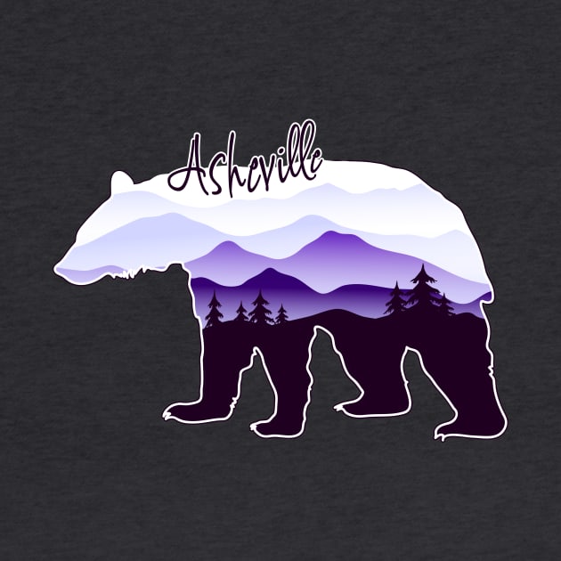 Asheville Blue Ridge Mountains - Black Bear - PurpleBG 26 by AVL Merch